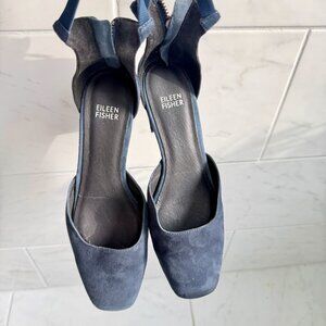 Eileen Fisher Blue suede shoes 8.5